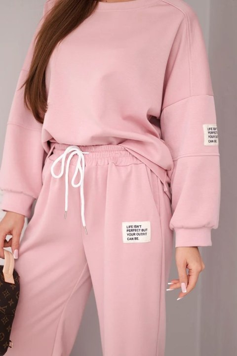 Komplet damski masełko bluza + spodnie ciemny pudrowy róż