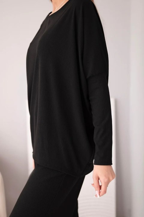 Komplet damski wiskozowy z luźną bluzką i spodniami czarny