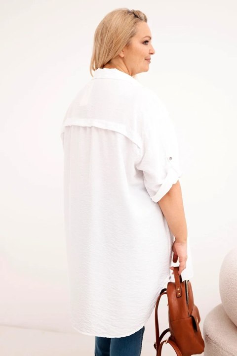 Koszula damska Plus Size z wiskozy z dłuższym tyłem biała