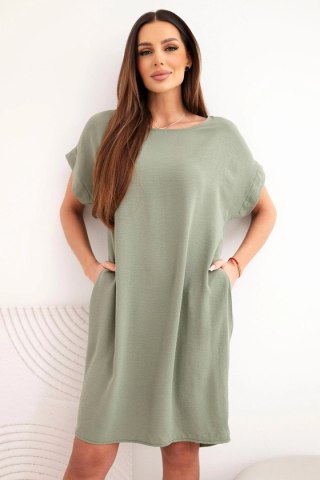 Sukienka z kieszeniami jasne khaki