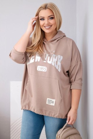 Bluza damska Plus Size wiskozowa z kapturem i kieszenią kangurką fango