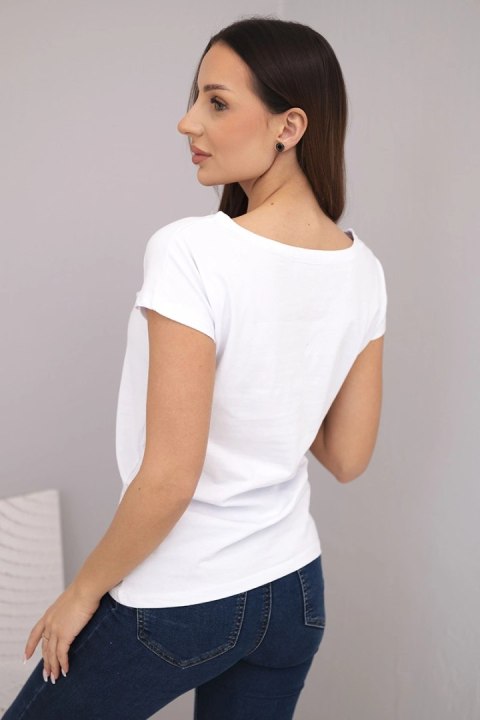 Bluzka damska bawełniana z nadrukiem CHIC biała