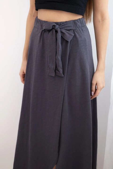 Spódnica damska bawełniana kopertowa maxi z wiązaniem grafitowa