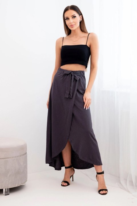 Spódnica damska bawełniana kopertowa maxi z wiązaniem grafitowa