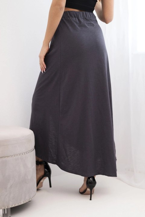 Spódnica damska bawełniana kopertowa maxi z wiązaniem grafitowa