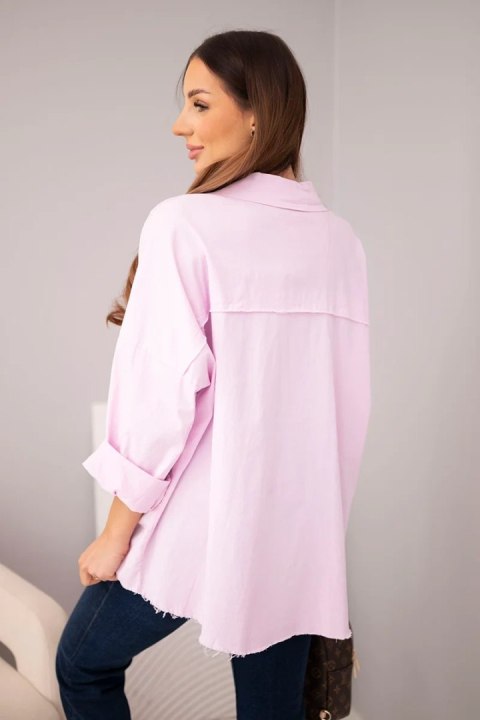 Koszula damska bawełniana z kieszeniami jasno fioletowa