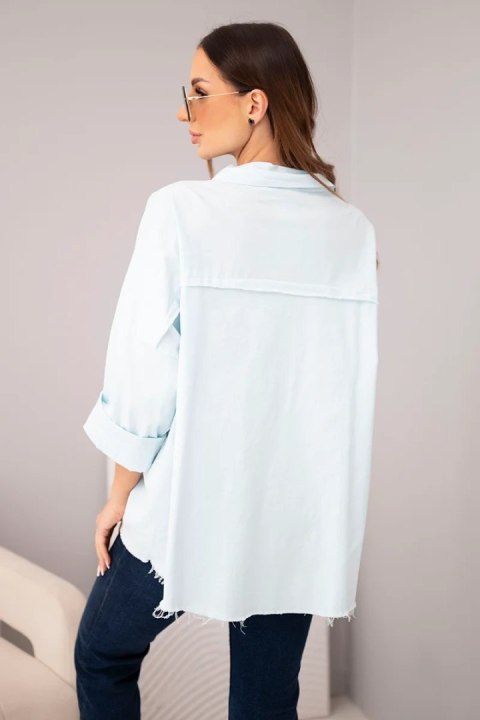 Koszula damska bawełniana z kieszeniami niebieska