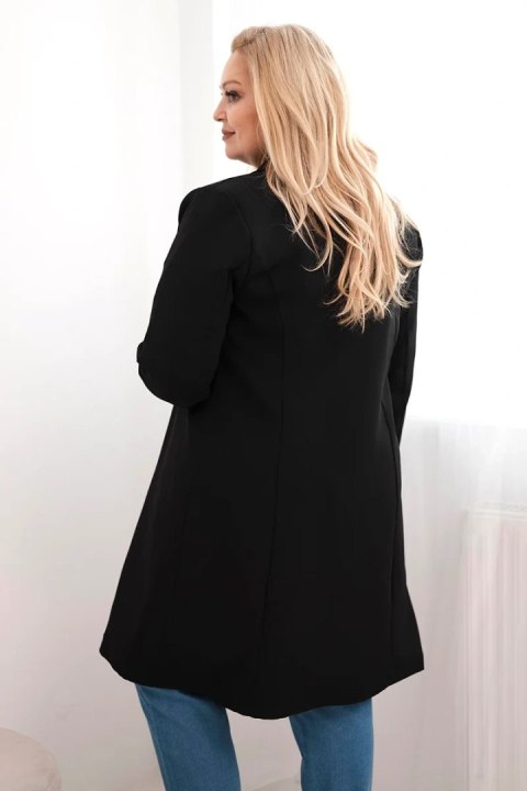 Płaszcz damski Plus Size dwurzędowy z kołnierzem czarny