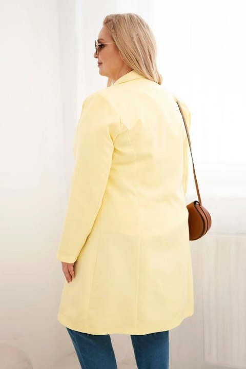 Płaszcz damski Plus Size dwurzędowy z kołnierzem żółty