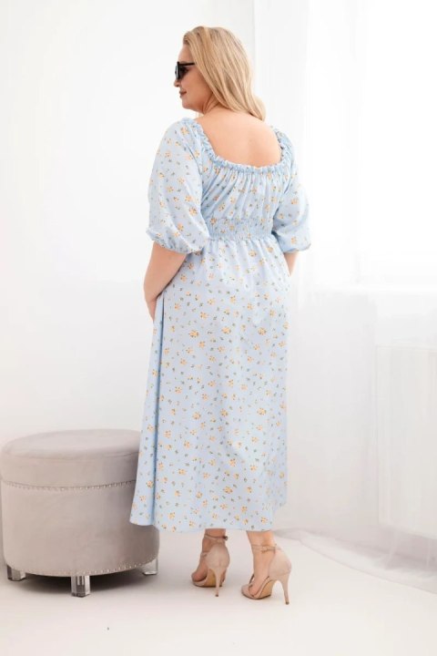 Sukienka damska Plus Size z dekoltem na troczki i elastyczną talią niebieska