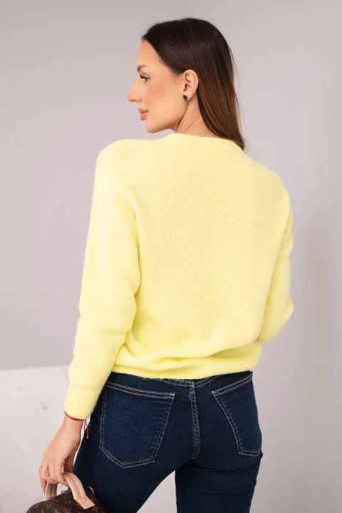 Sweter damski z baby alpaki z długim rękawem cytrynowy