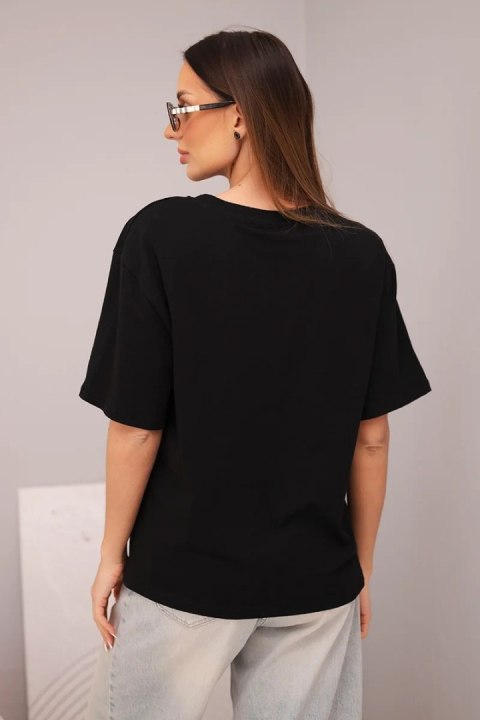 Bluzka damska bawełniana basic z krótkim rękawem czarna