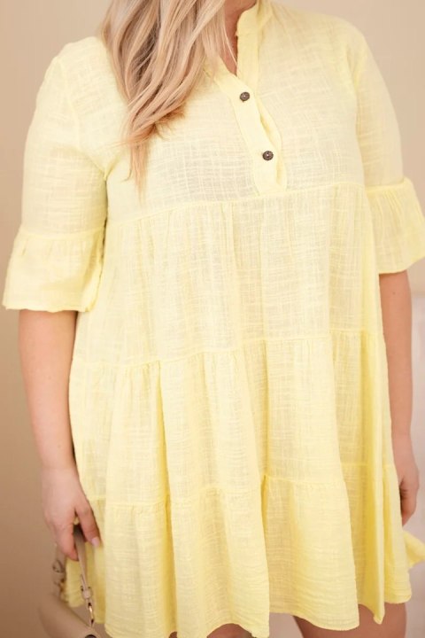 Sukienka damska bawełniana Plus Size z falbanami żółta
