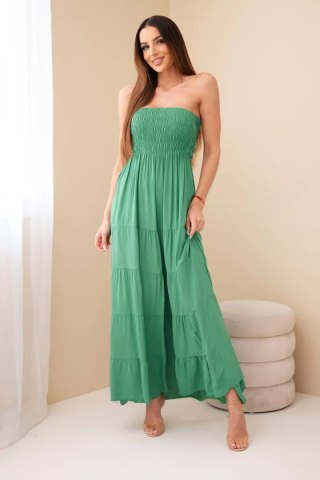Sukienka damska wiskozowa z elastyczną górą zielona