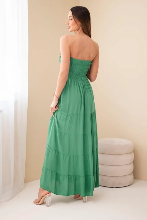 Sukienka damska wiskozowa z elastyczną górą zielona