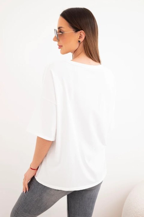 Bluzka damska bawełniana oversize z kwiatowym nadrukiem biała