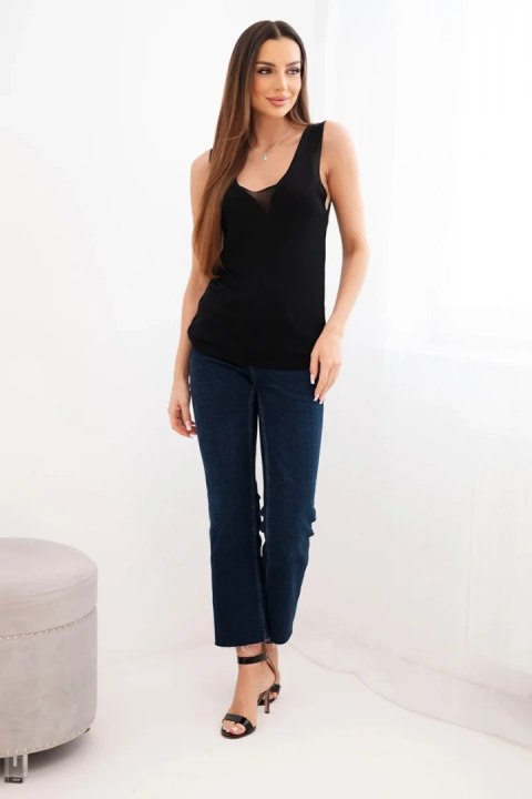 Bluzka damska wiskozowa bez rękawów z dekoltem V czarna