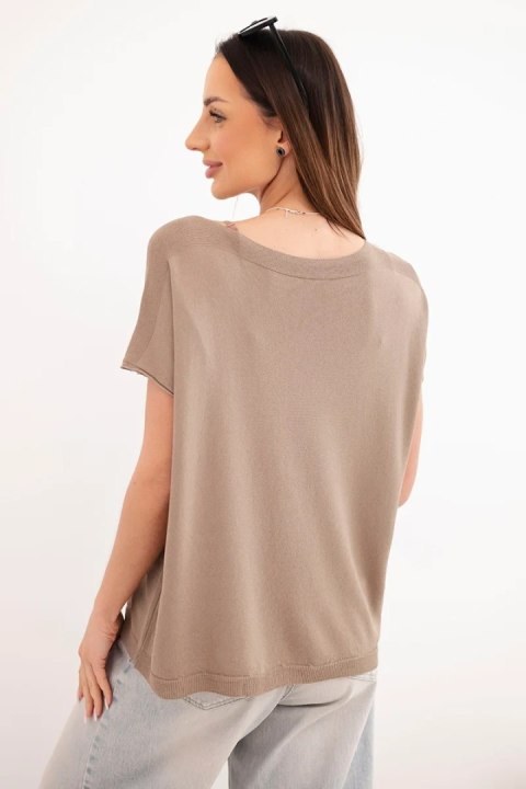 Bluzka damska wiskozowa oversize z krótkim rękawem i okrągłym dekoltem fango