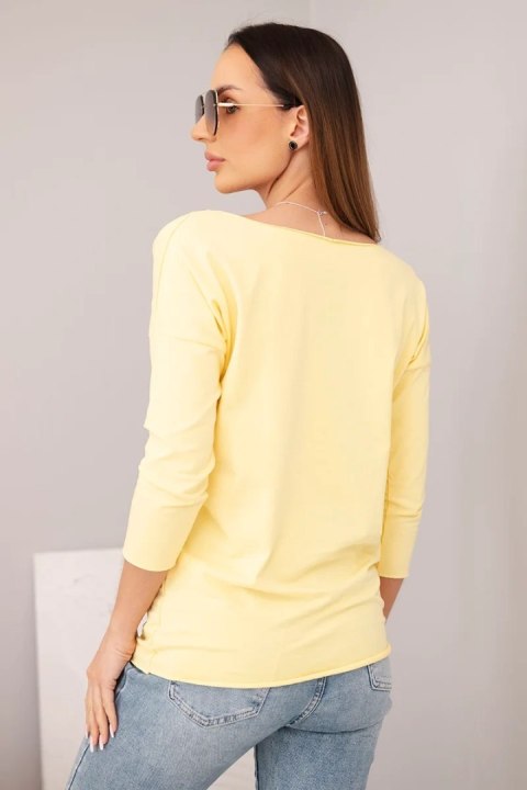 Bluzka damska z dekoltem w łódkę cytrynowa