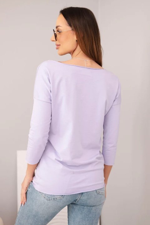 Bluzka damska z dekoltem w łódkę jasno fioletowa