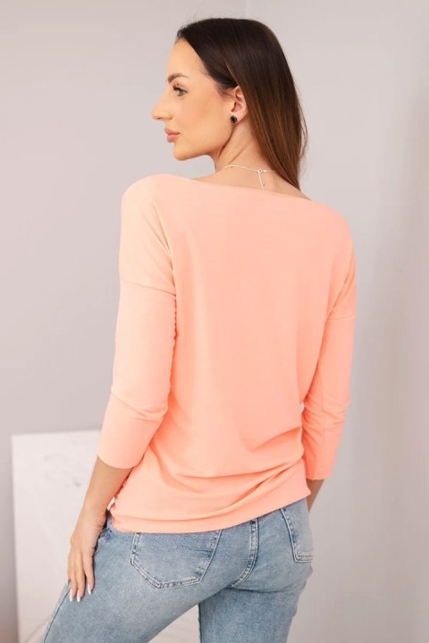 Bluzka damska z dekoltem w łódkę łososiowa