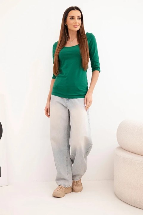 Bluzka okrągły dekolt ciemno zielona