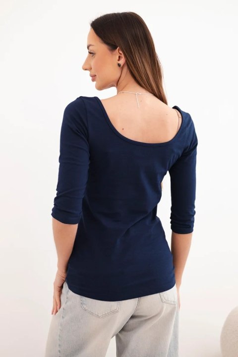Bluzka okrągły dekolt granatowa