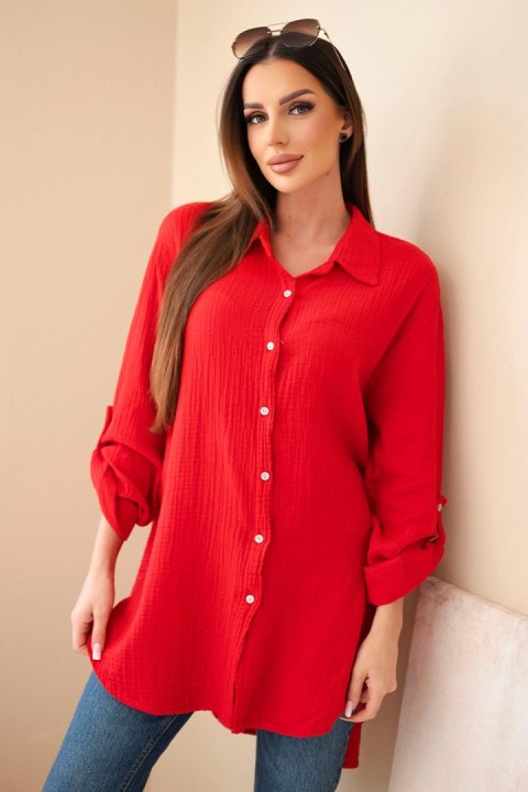 Koszula bawełniana muślinowa Plus Size jasno borodowa