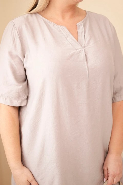 Sukienka damska wiskozowa Plus Size z krótkim rękawem i dekoltem V fango