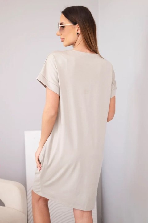 Sukienka damska wiskozowa z krótkim rękawem i ozdobnym nadrukiem fango