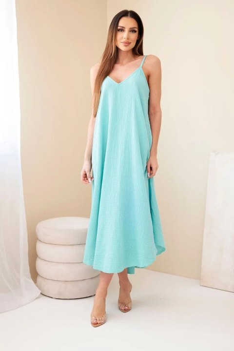 Sukienka muślinowa na ramiączkach miętowa