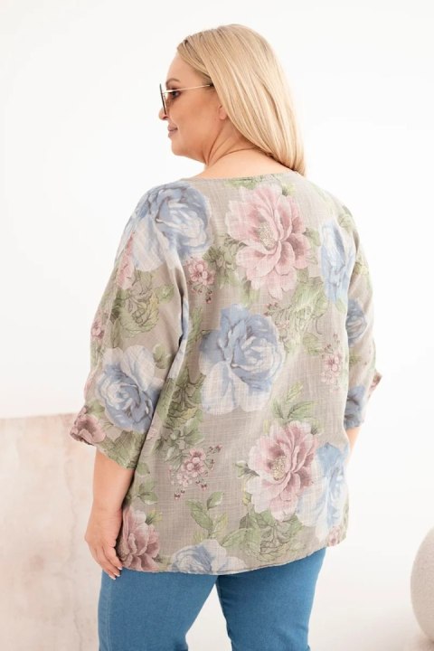 Bluzka damska bawełniana Plus Size z krótkim rękawem i kwiatowym wzorem fango