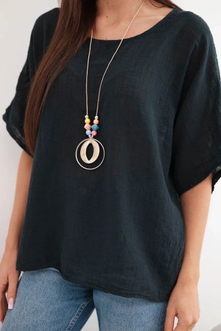 Bluzka damska bawełniana oversize z krótkim rękawem czarna