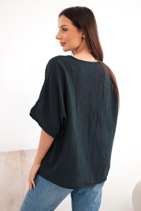 Bluzka damska bawełniana oversize z krótkim rękawem czarna