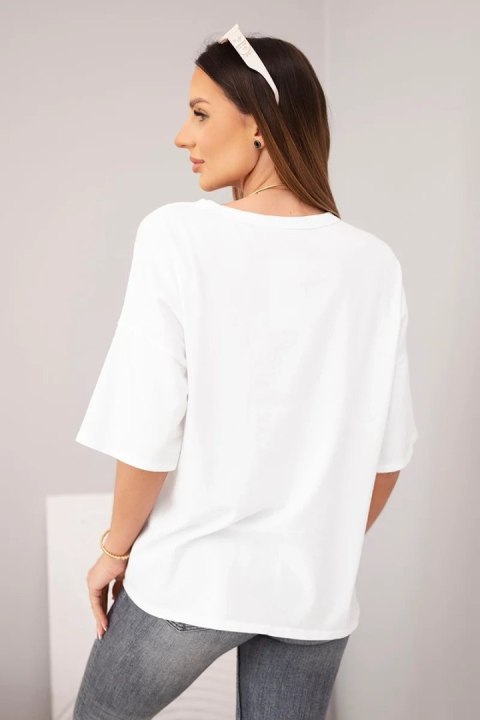 Bluzka damska bawełniana oversize z nadrukiem "Dog Fashion" biała