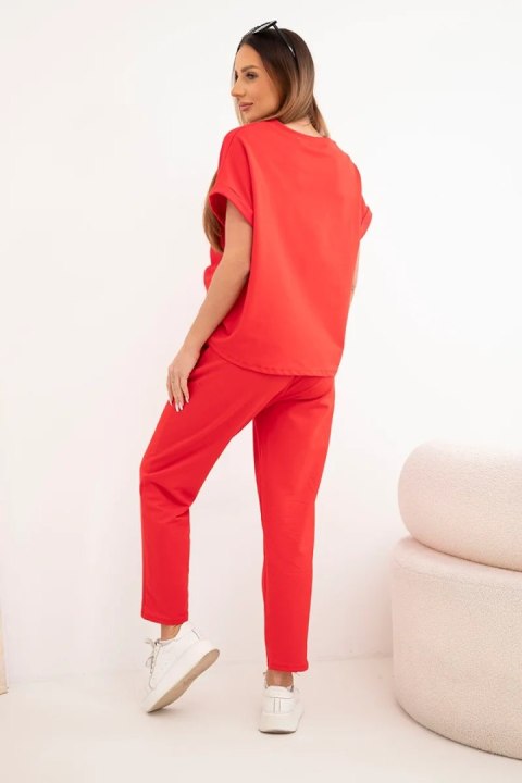 Komplet bawełniany bluzka + spodnie czerowny