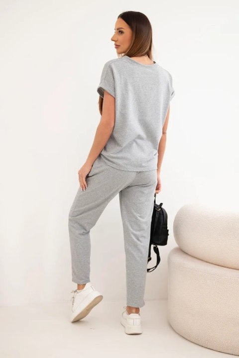 Komplet bawełniany bluzka + spodnie szary