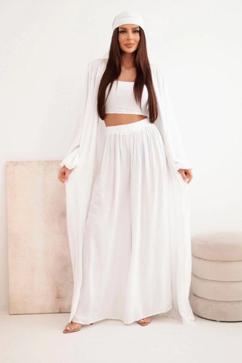 Komplet damski wiskozowy 4-częściowy w stylu boho biały