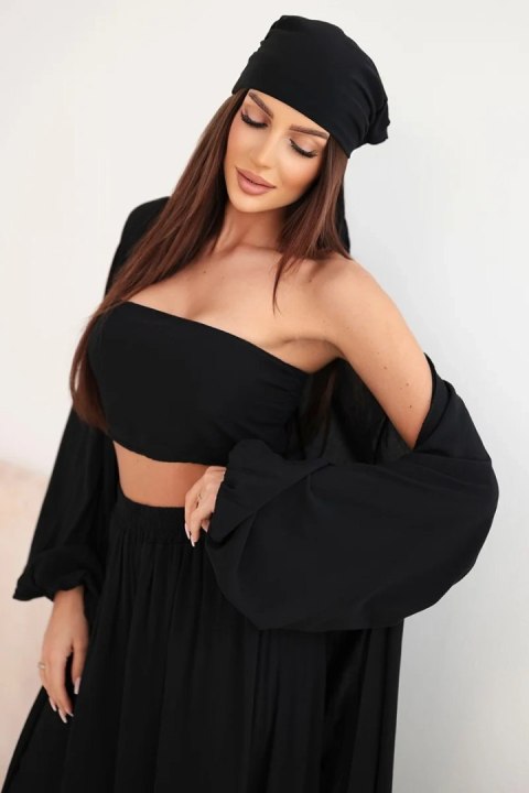 Komplet damski wiskozowy 4-częściowy w stylu boho czarny