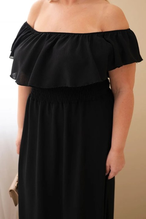 Sukienka damska Plus Size z falbaną i elastyczną talią czarna
