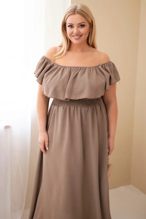 Sukienka damska Plus Size z falbaną i elastyczną talią fango