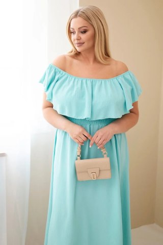 Sukienka damska Plus Size z falbaną i elastyczną talią miętowa