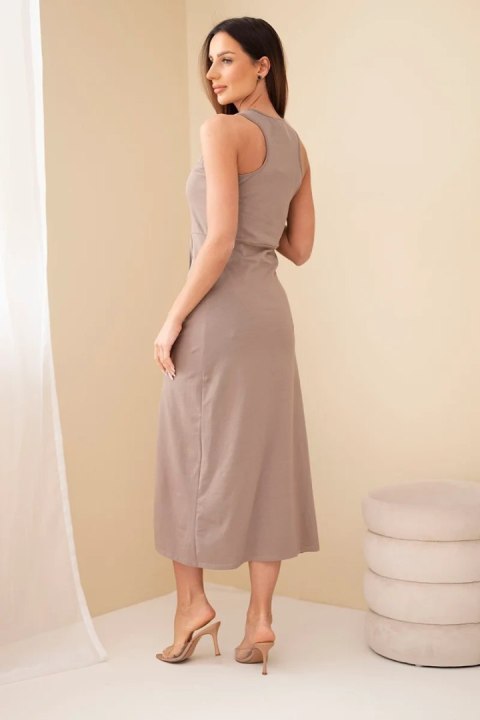 Sukienka damska bawełniana bez rękawów midi z marszczeniem fango