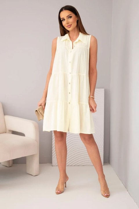 Sukienka damska bawełniana koszulowa bez rękawów z guzikami żółta