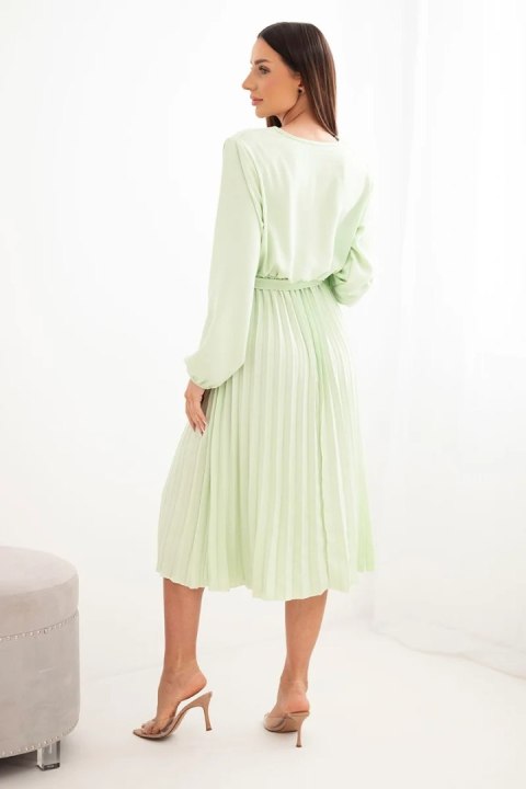 Sukienka wiązana z plisowanym dołem jabłkowa