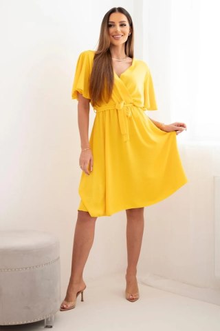 Sukienka z przekładanym dekoltem żółta