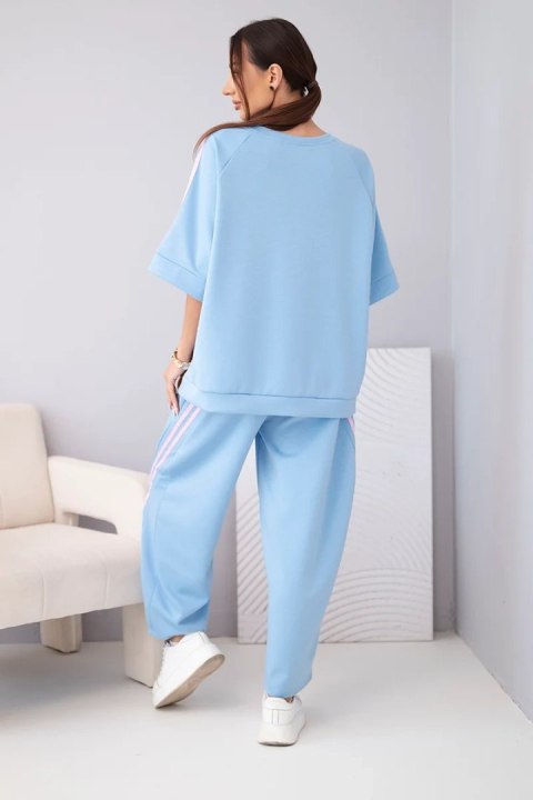 Komplet damski masełkowy z wiskozy bluza i spodnie z lampasami jeansowy