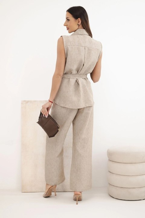 Komplet damski z wiązaną bluzką i szerokimi spodniami fango