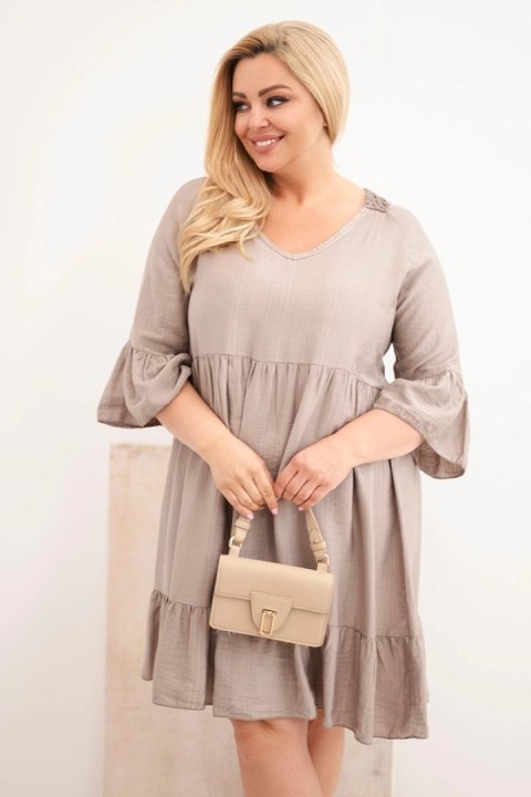 Sukienka damska Plus Size wiskozowa z ażurowym zdobieniem fango