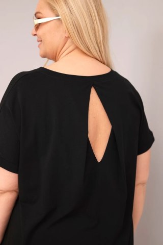 Bluzka damska Plus Size bawełniana z krótkim rękawem czarna